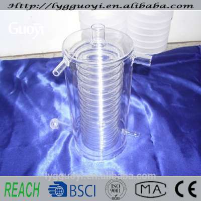 Transparent clear quartz spiral tube condenser glass